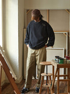 USAGE Heavyweight Cotton Twill Chinos in Khaki - On Male Model