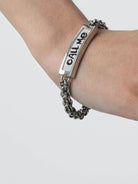 BLACKHEAD Call Me Steel Cuban Chain Bracelet in Silver - On Model