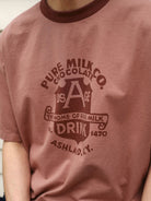 USAGE Graphic Cotton Ringer T Shirt in Pink - On Male Model