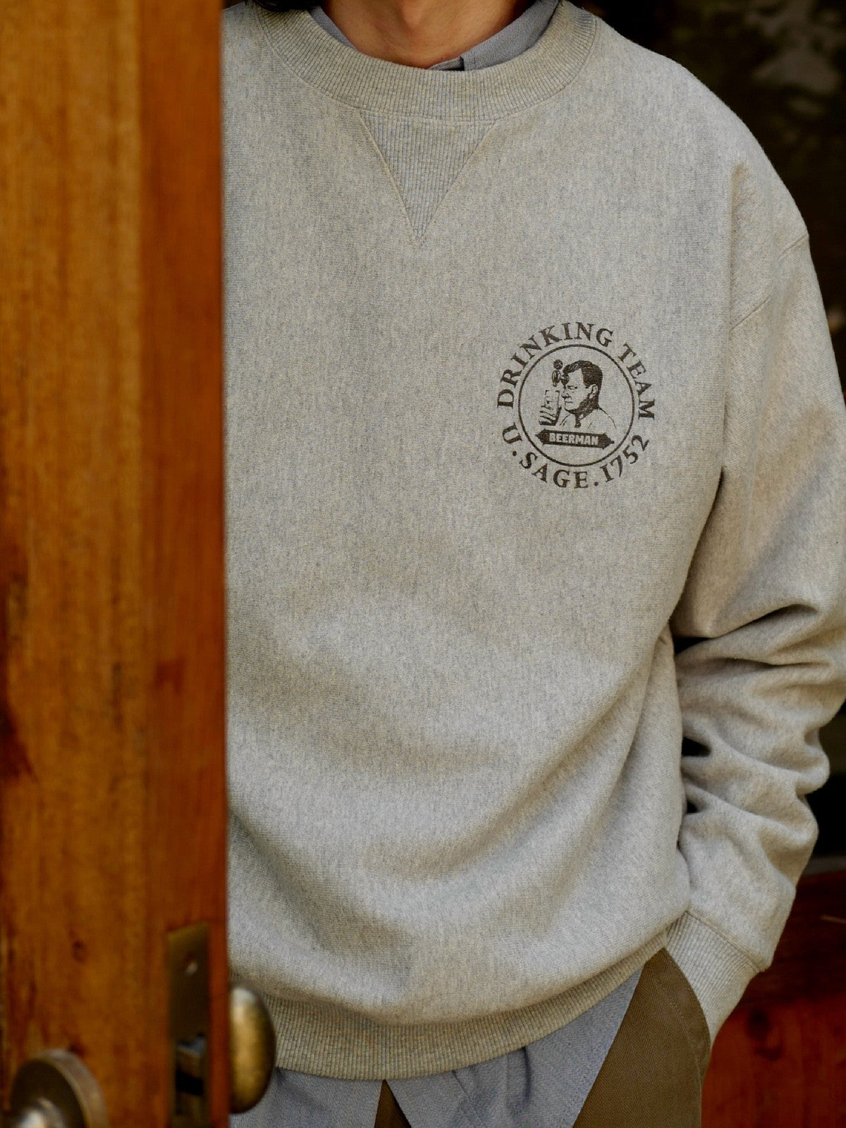 USAGE Reversible Sorona Blend Sweatshirt in Gray - On Male Model