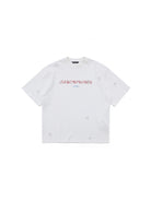 MASONPRINCE Distressed Embroidered Slub T Shirt in White