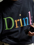 USAGE Faded Rainbow Logo T Shirt in Black - On Male Model