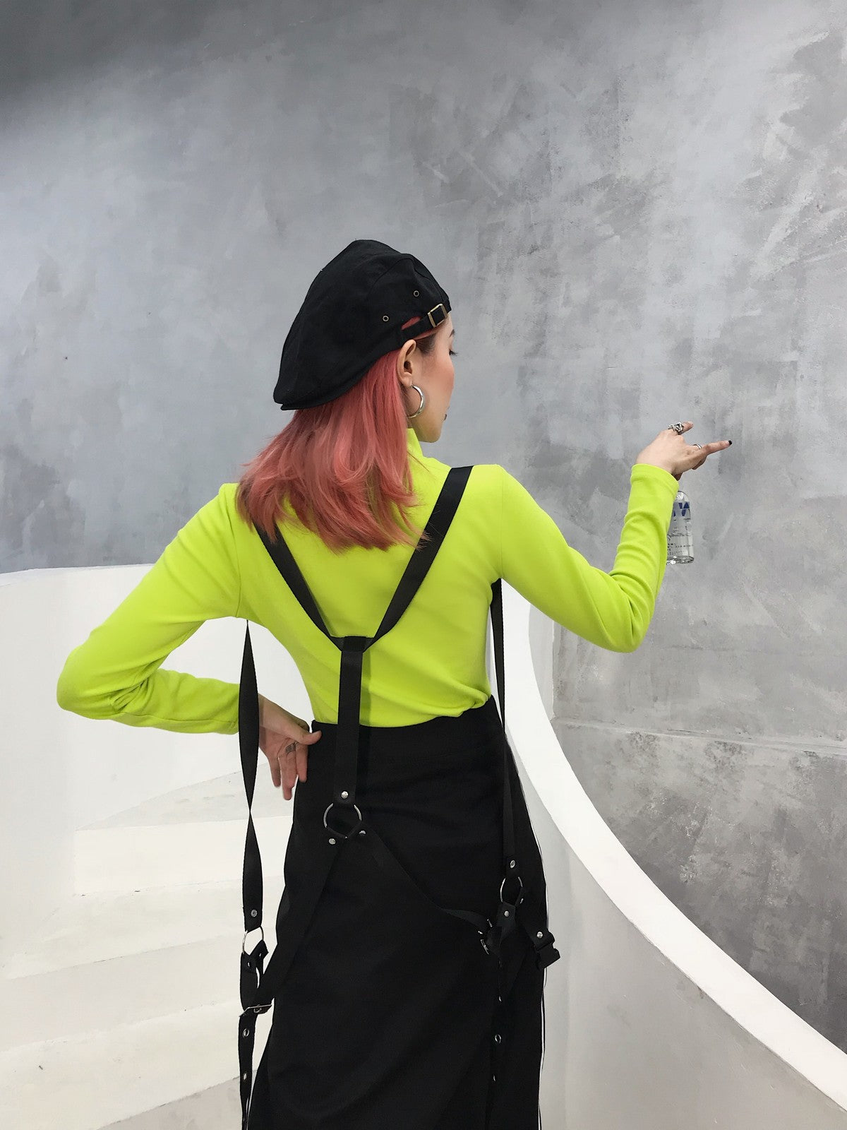 BEERBRO Mock Neck Graphic Long Sleeve Tee in Green - On Model