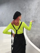 BEERBRO Mock Neck Graphic Long Sleeve Tee in Green - On Model