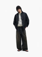 MASONPRINCE Waxed Cotton Barn Jacket in Black - On Male Model