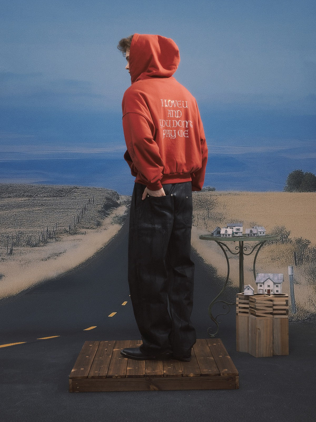 SOD Reversible Rhinestone Zip Hoodie in Red - On Model