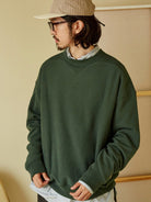 USAGE Reversible Cotton Crewneck Sweatshirt in Green - On Male Model
