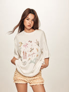 BEERBRO Retro Graphic Print T Shirt in White - On Female Model