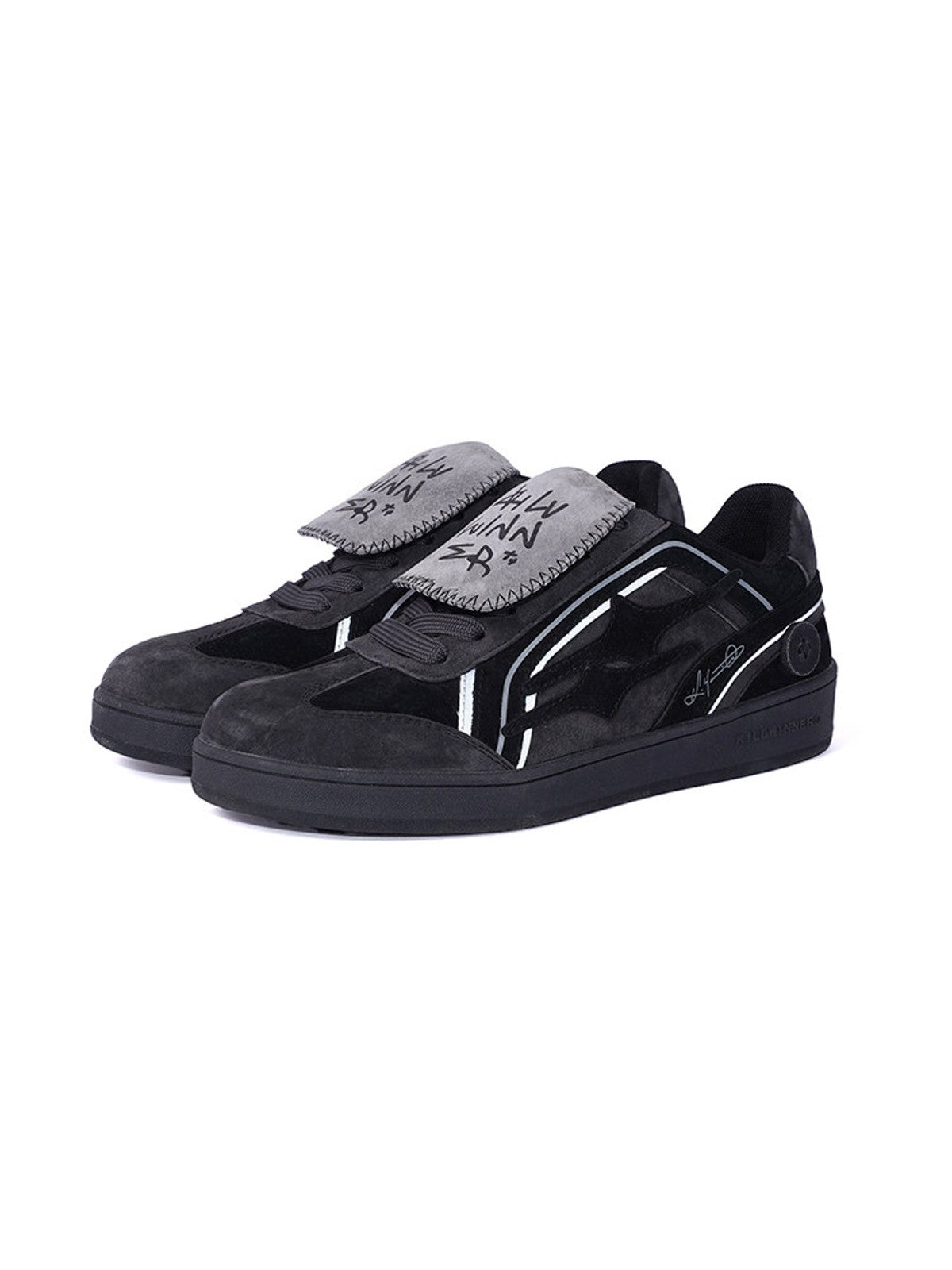 KILLWINNER Suede Panelled Low Top Sneakers in Black