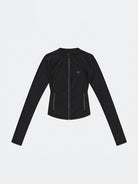 SMFK Cropped Zip Front Sports Jacket in Black