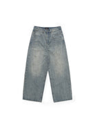 MASONPRINCE Frayed Hem Slub Denim Pants in Light Blue