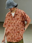 USAGE Floral Japanese Cotton Aloha Shirt in Pink - On Male Model