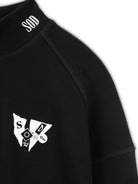 SOD Embroidered Mock Neck Top in Black - Detail