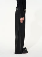 BLINDNOPLAN Side Zip Adjustable Wide Leg Trousers in Black - On Model