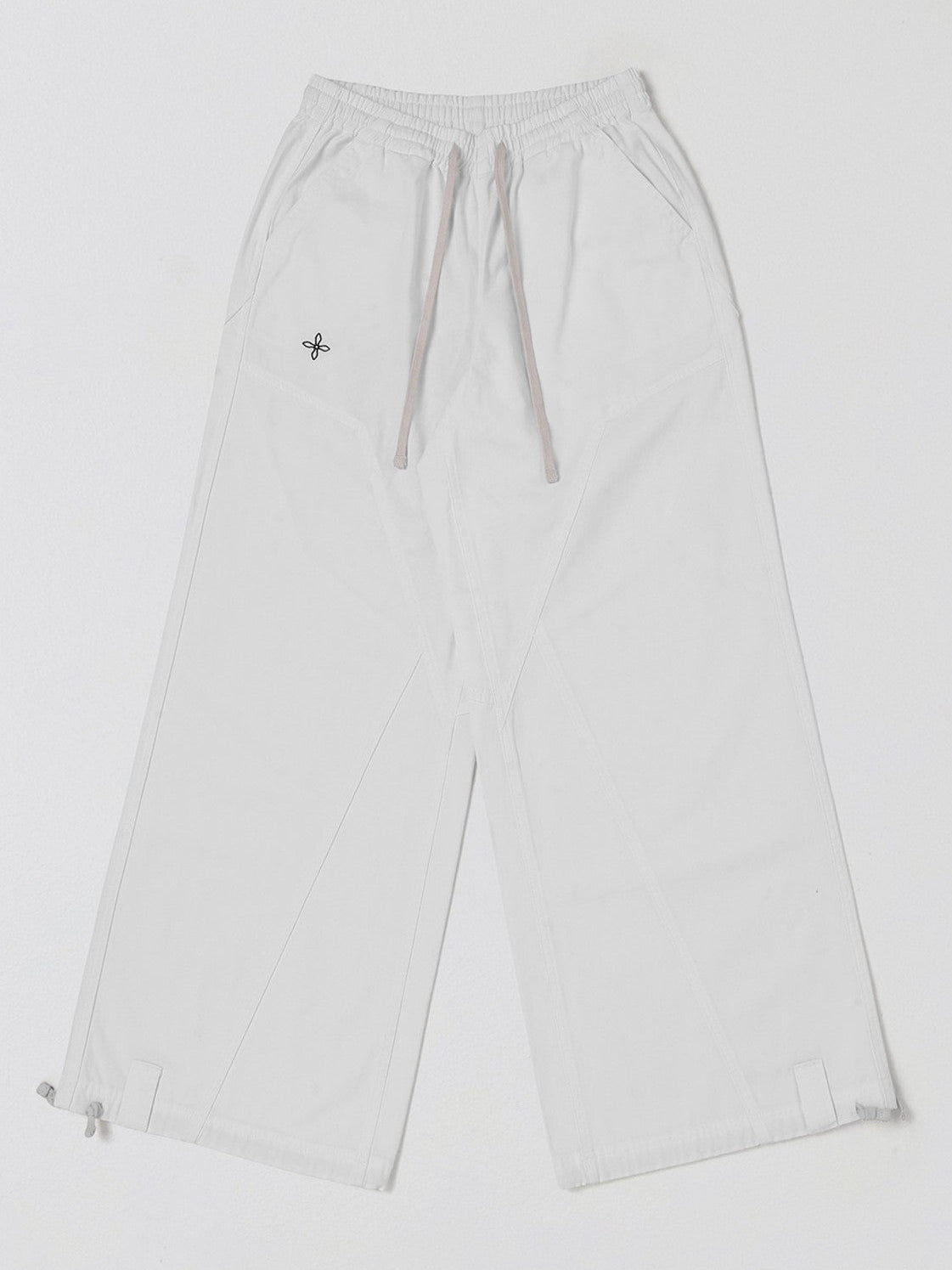 SMFK Wide Leg Cotton Cargo Sweatpants in White