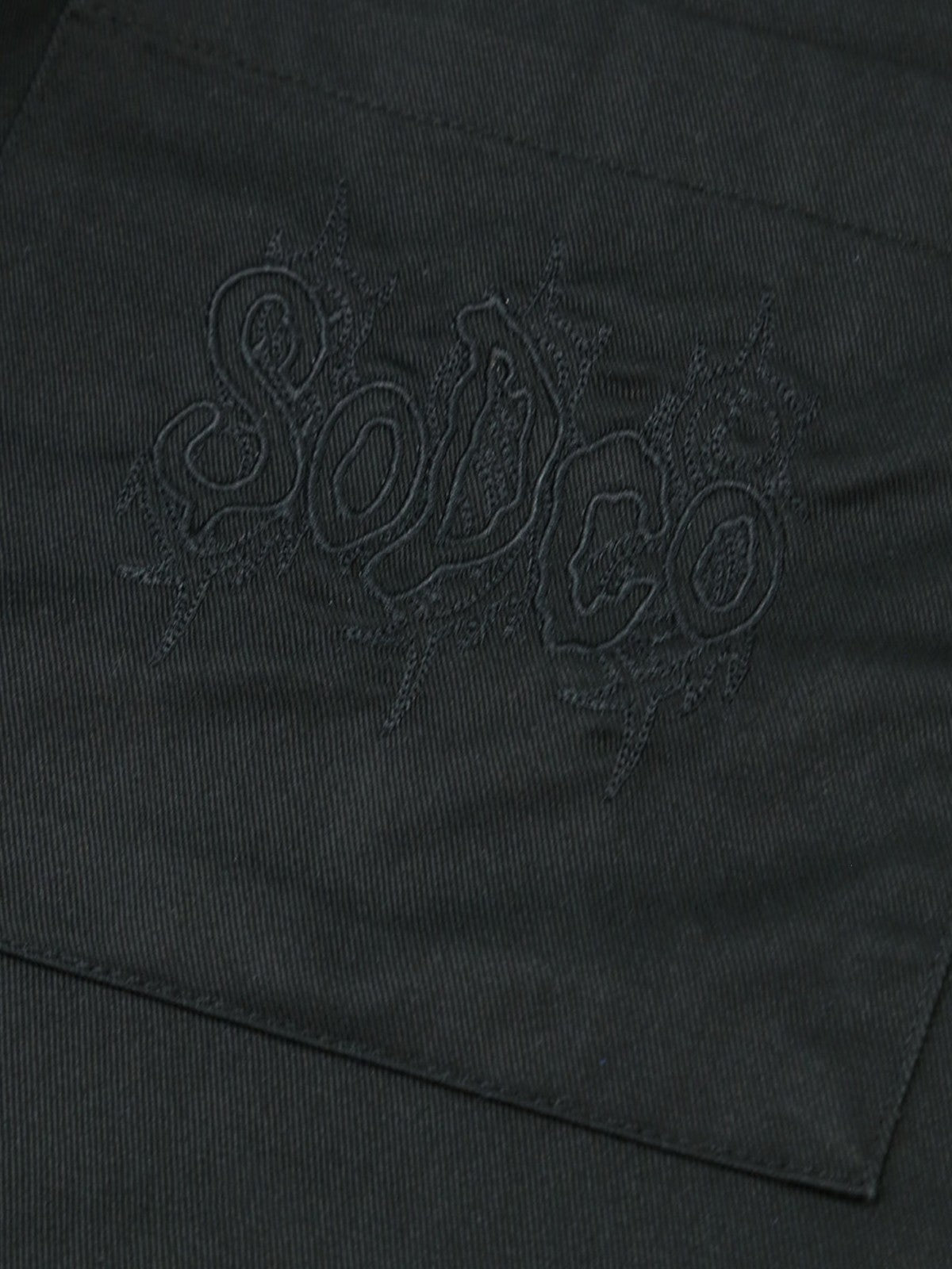 SOD Layered Sleeve Zip Up Shirt Jacket in Black - Detail