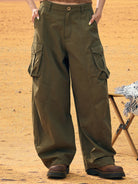 BEERBRO Washed Cotton Safari Cargo Pants in Olive - On Female Model