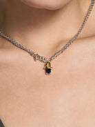 BLACKHEAD Vinyl Wave Gradient Necklace in Silver - On Female Model