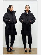 FaxCopyExpress Drawstring Hem Cropped Jacket in Black - On Female Model