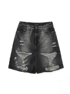 MASONPRINCE Washed Distressed Denim Shorts in Gray