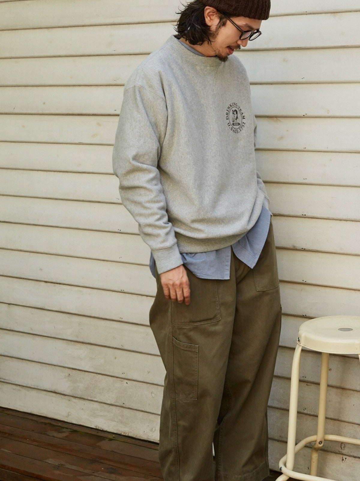USAGE Reversible Sorona Blend Sweatshirt in Gray - On Male Model