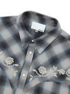 SOD Embroidered Plaid Western Shirt in Gray - Detail