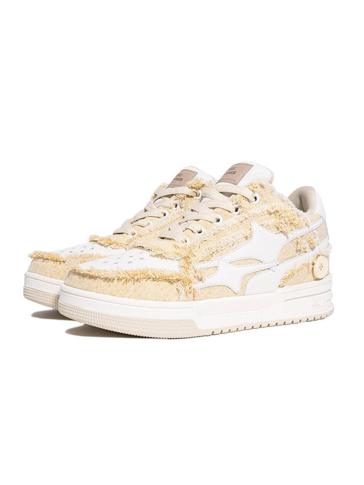 KILLWINNER Khaki Distressed Denim Low Top Sneakers in Khaki