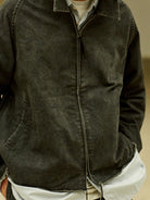 USAGE Vintage Washed Cotton Sports Jacket in Black - On Male Model