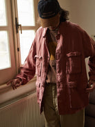 USAGE Linen Four Pocket BDU Jacket in Pink - On Male Model