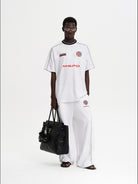 MASONPRINCE Reconstructed Applique T Shirt in White - On Male Model