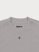 SMFK Embroidered Cross Crewneck Tee in Gray - Detail