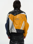 BLINDNOPLAN Color Blocked Faux Leather Biker Jacket in Black - On Model