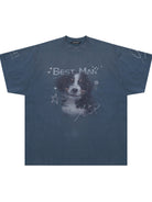 MASONPRINCE BESTMAN Puppy Graphic Cotton T Shirt in Navy Blue