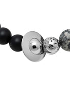 BLACKHEAD Black Agate Steel Beaded Bracelet in Black - Detail