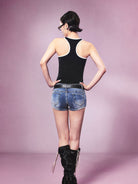 BEERBRO Contrast Trim U Neck Tank in Black - On Female Model