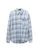 MASONPRINCE Long Sleeve Plaid Cotton Shirt in Light Blue