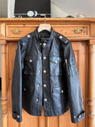UNKNOWNWORLD Multi Pocket Horsehide Safari Jacket in Black - Lifestyle
