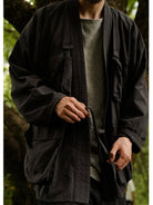 USAGE Reversible Utility Noragi Jacket in Black - On Male Model