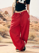BeerBro Lightweight Parachute Pants in Red - On Female Model