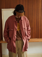 USAGE Linen Four Pocket BDU Jacket in Pink - On Male Model