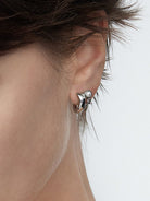 BLACKHEAD Pearl Chain C Shape Earrings in Silver - On Model