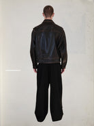 UNKNOWNWORLD Distressed Cowhide Flight Jacket in Brown - On Model