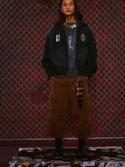 SOD Washed Layered Zip Up Hoodie in Black - On Male Model