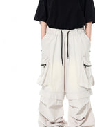 UNKNOWNWORLD Detachable Wide Leg Cargo Pants in Gray - On Model