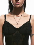 BLACKHEAD Double Layer Manta Ray Necklace in Silver - On Female Model