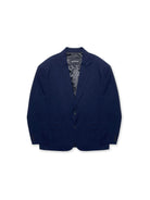 MASONPRINCE Minimalist Textured Two Button Blazer in Navy Blue