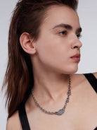 BLACKHEAD Panic Mirror Pendant Necklace in Silver - On Female Model