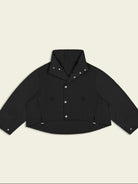 FaxCopyExpress Drawstring Hem Cropped Jacket in Black