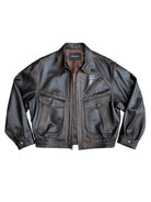 UNKNOWNWORLD Distressed Cowhide Flight Jacket in Brown
