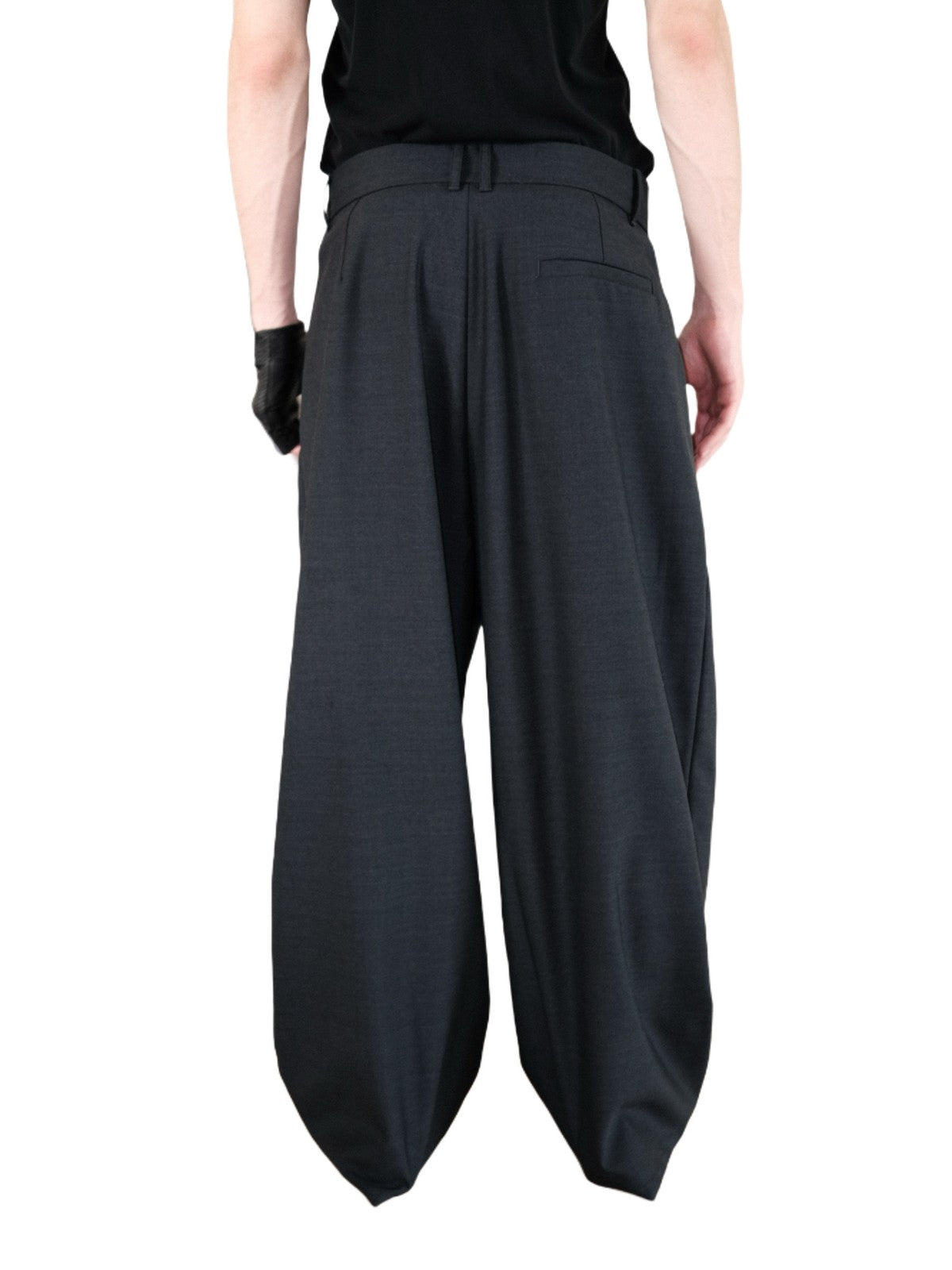 UNKNOWNWORLD Triple Pleated Wool Blend Trousers in Gray - On Model